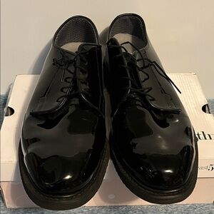 BATES Lites High Gloss Oxford Shoes Men’s Size 12D Black Uniform Lace Up - 00942